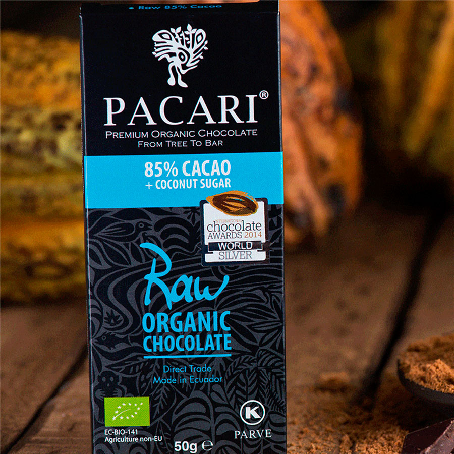 Barra Chocolate 85% 50gr. Orgánico + Azúcar de Coco